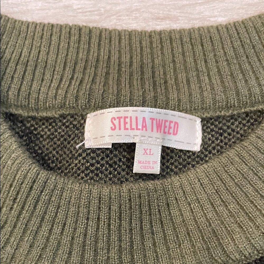 Stella Tweed Olive Green Butterfly Sweater - Picture 2 of 5